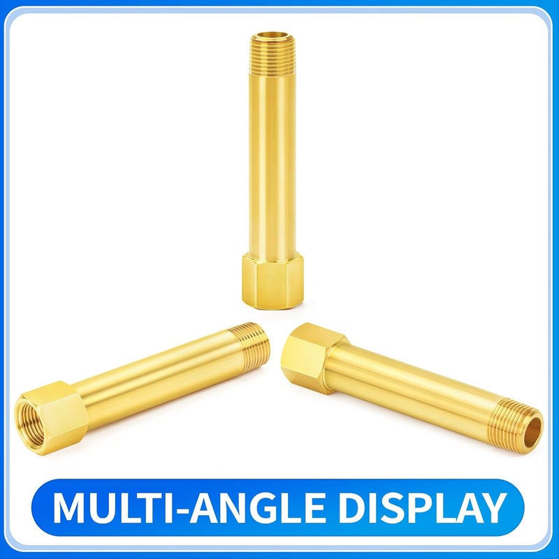 ChillWaves وصلات أنابيب نحاسية، أنبوب نيبيل طويل 1/8" NPT ذكر x 1/8" NPT أنثى خيط 4" طول (100 مم) (عبوة 2) - Image 3